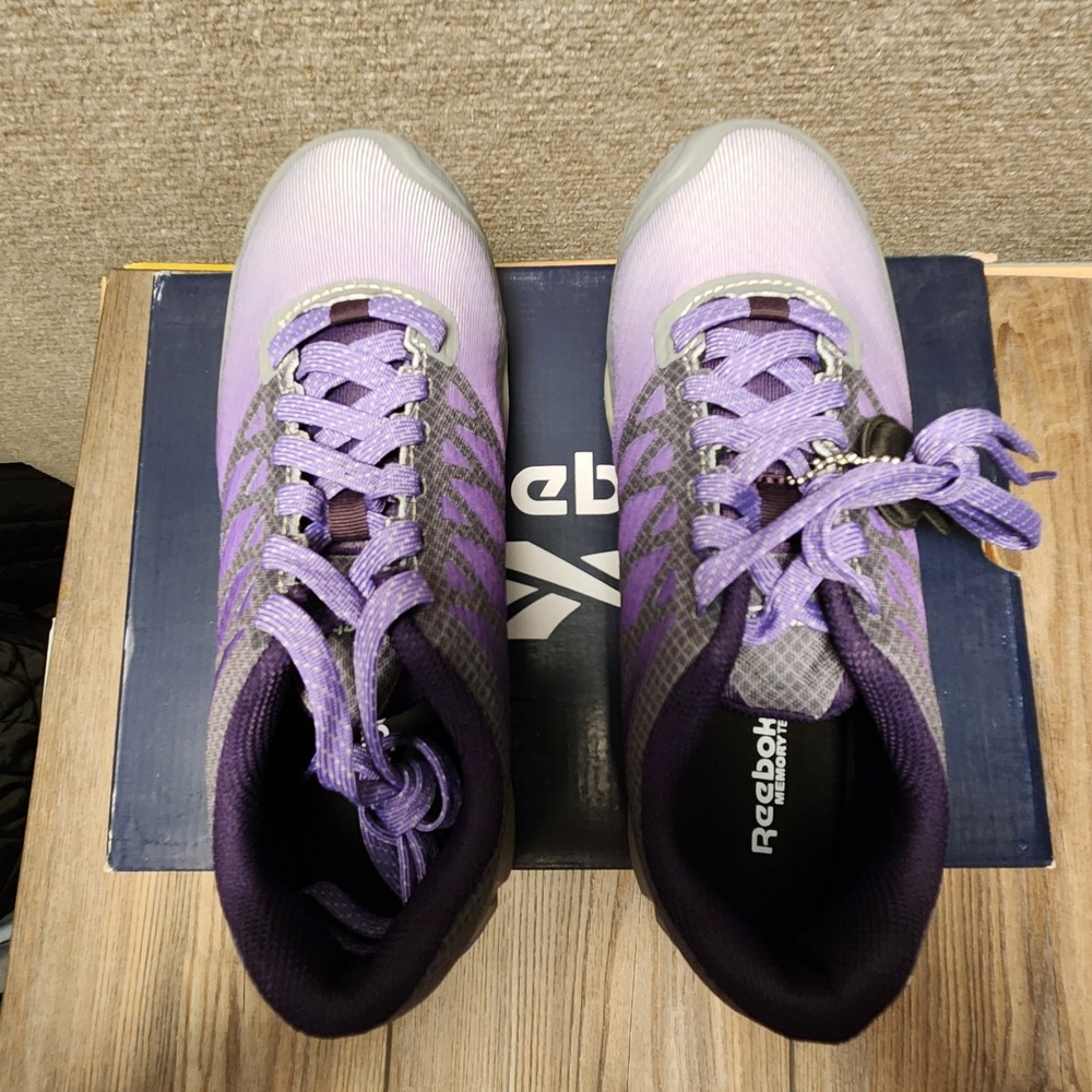 Reebok Speed TR Work Women 6.5 Purple Grey Athletic Safety Toe Sneakers RB451